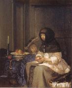 Gerard Ter Borch Woman peeling an apple oil on canvas